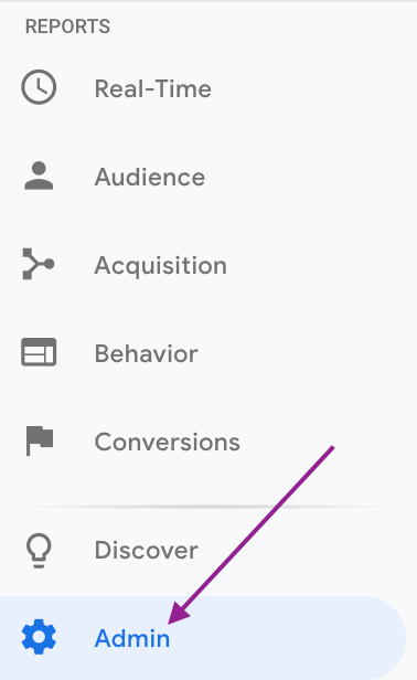 google analytics admin section