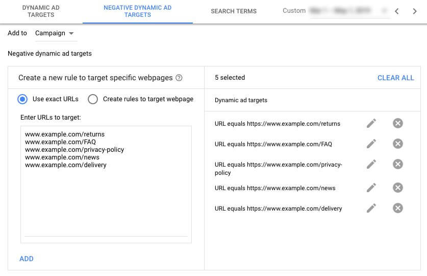 Dynamic Search Ads - Negative Dynamic Ad Targets - 19