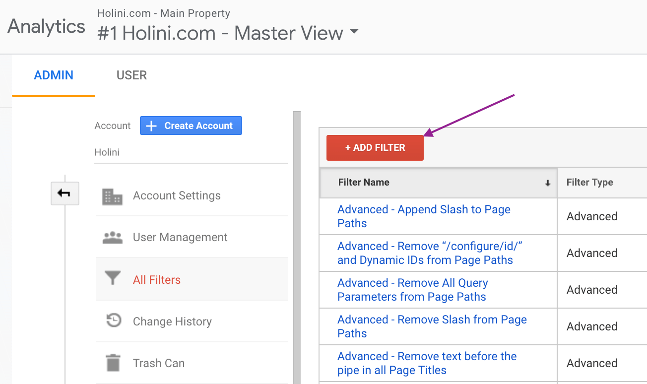 Add Filter in Google Analytics
