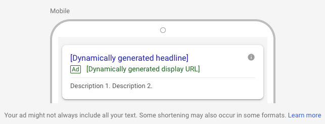 Dynamic Search Ads - preview - mobile