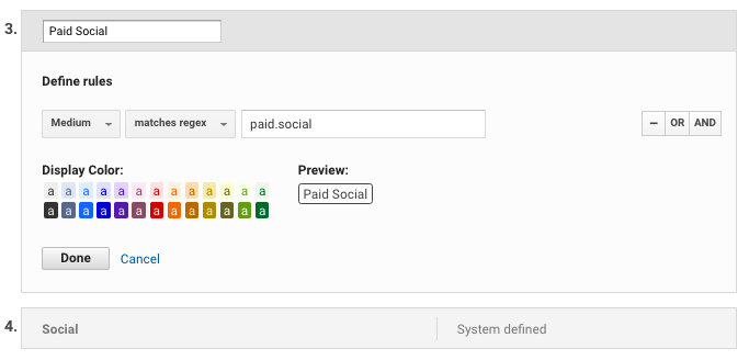 Default channel grouping in Google Analytics: paid social