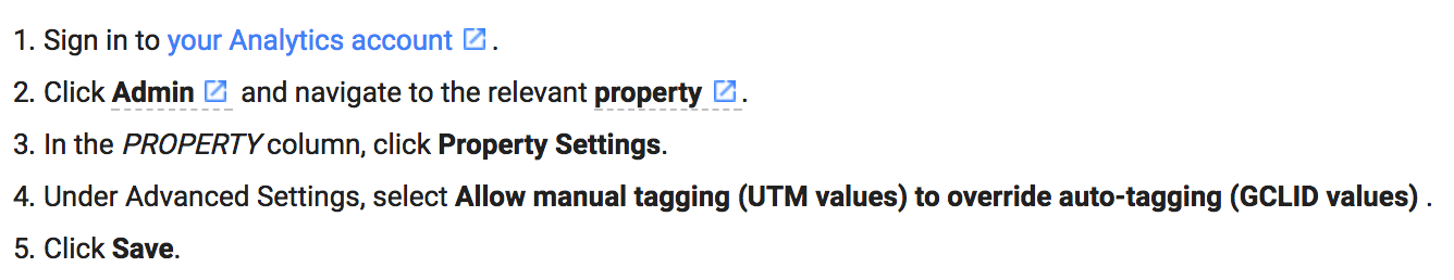 Override auto-tagging setting in Google Analytics