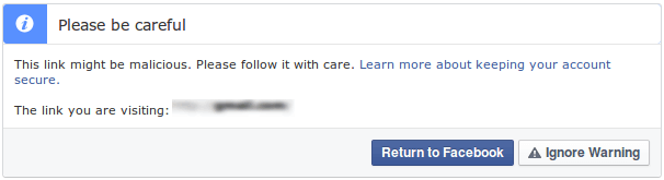 Facebook link shim - warning