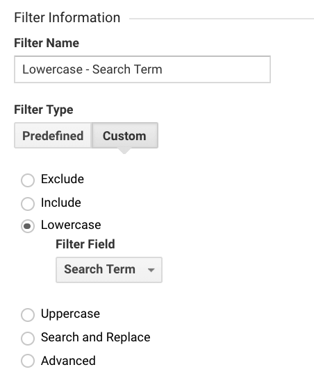 Lowercase Internal Site Search Terms
