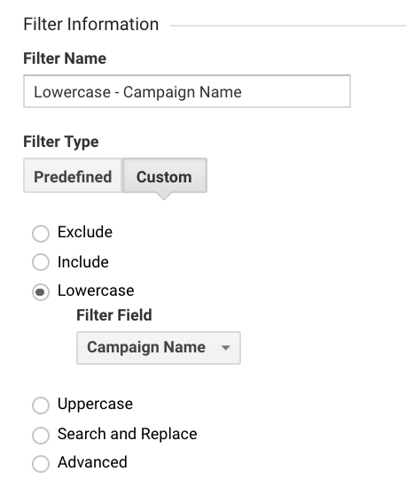 Lowercase Campaign Name (utm_campaign) values